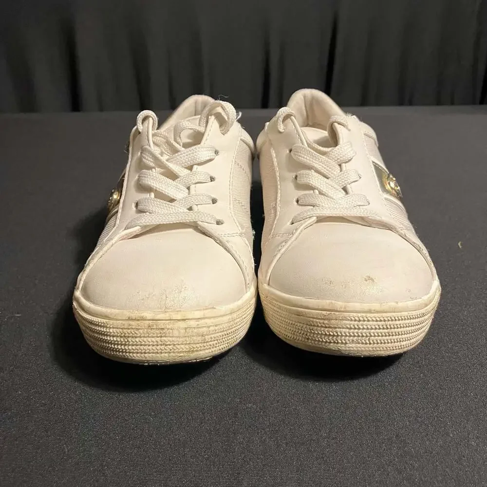 Michael Kors Girls White and Gold Logo Detail Sneakers kids size 13